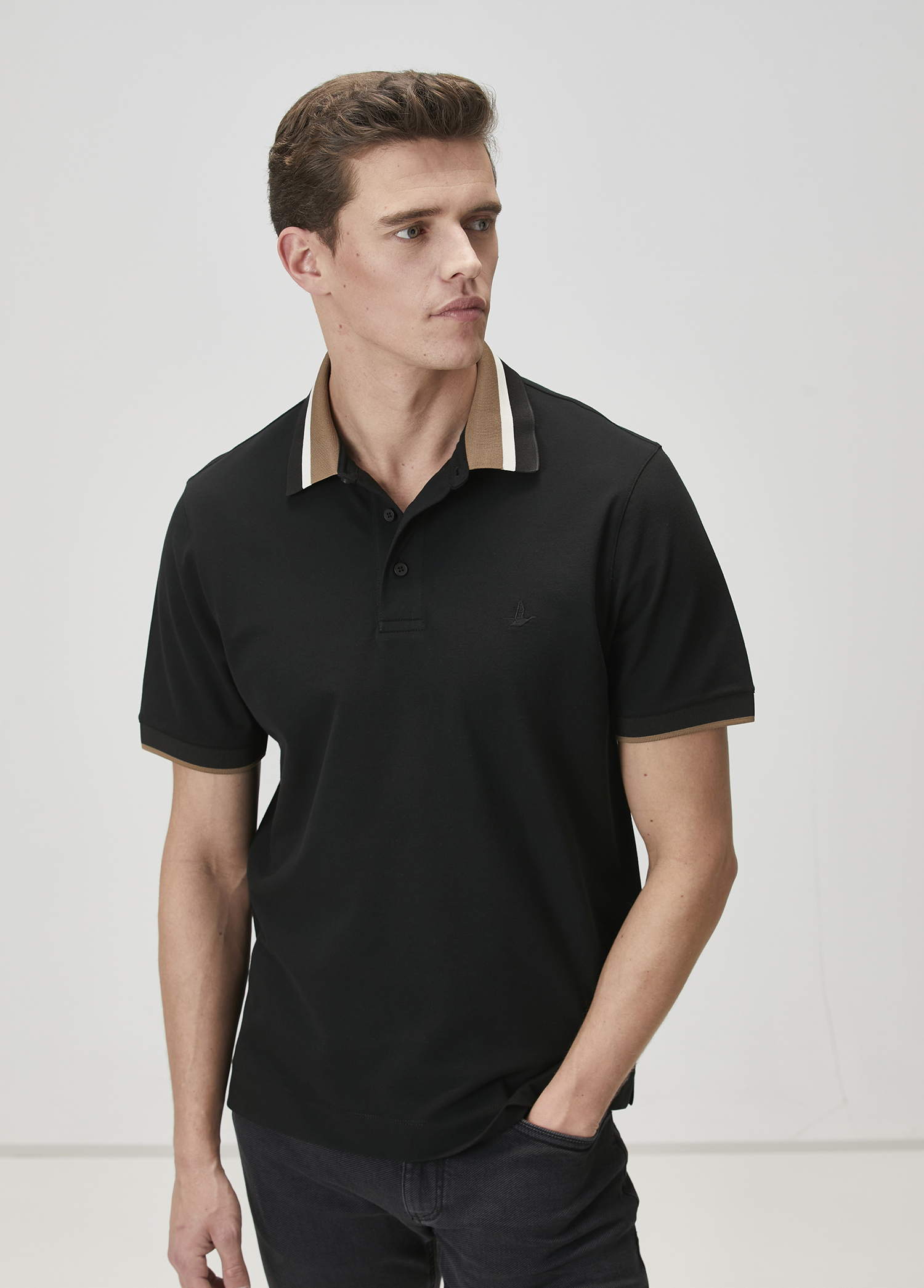 Comfort Fit Siyah Polo T-shirt_1