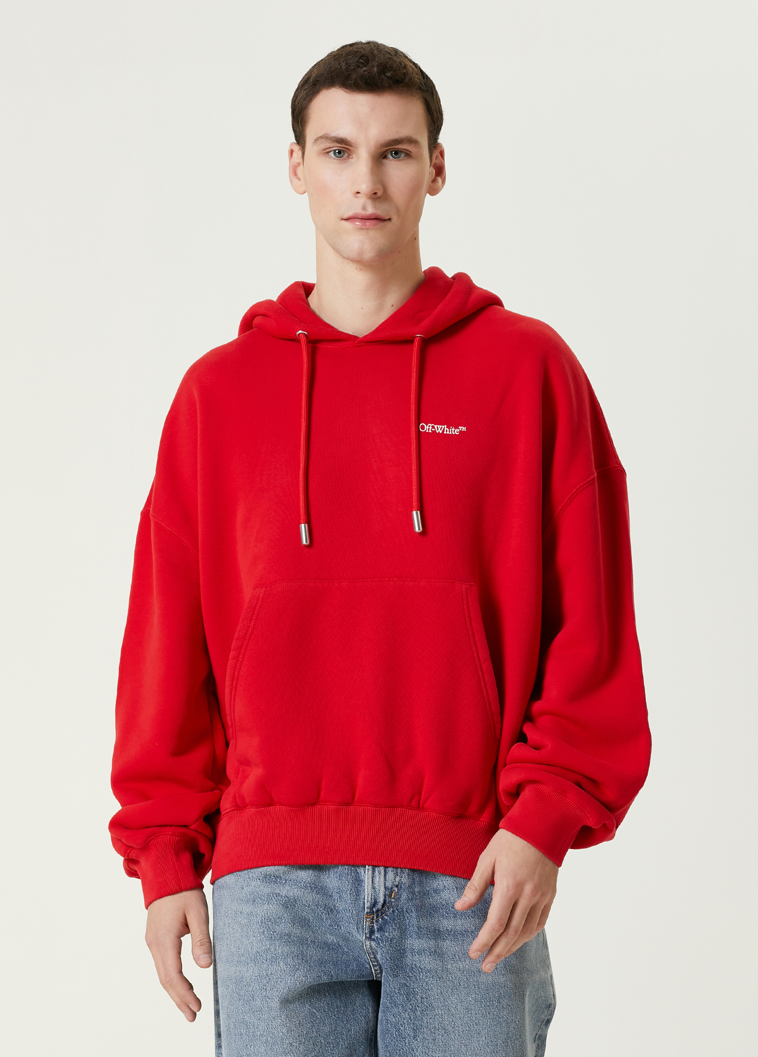 Kırmızı Kapüşonlu Logo Baskılı Sweatshirt