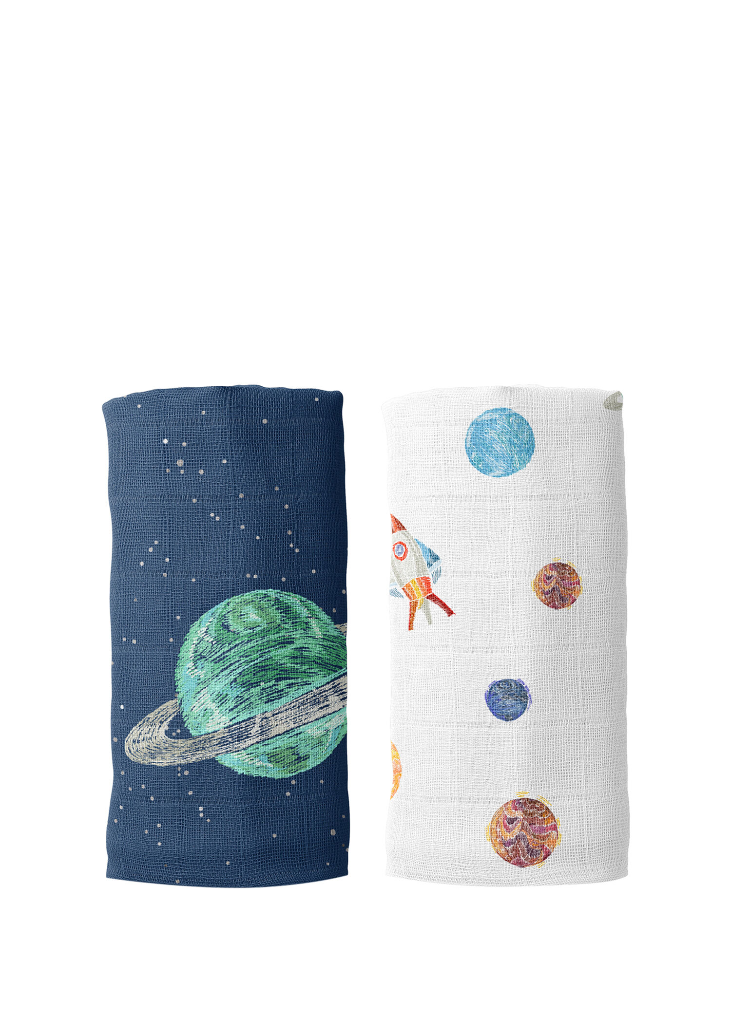 Space Planet %100 Organik Pamuk 2'li Müslin Örtü Seti