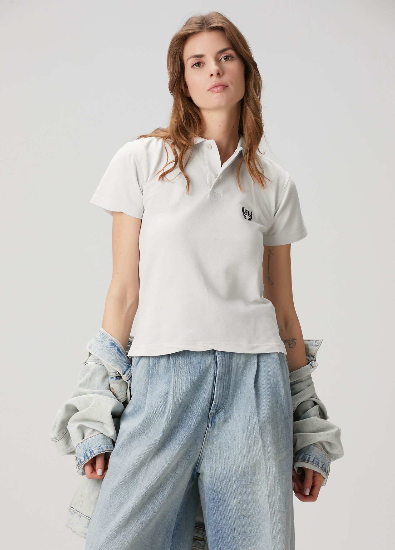Kırık Beyaz Polo Yaka T-shirt