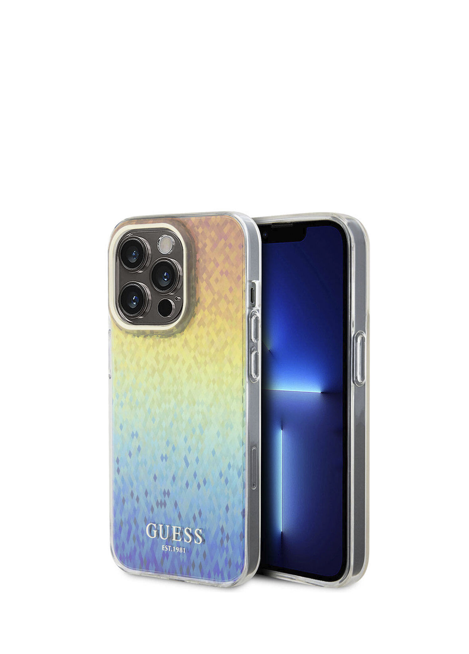 Guess - iPhone 15 Pro Max Yazı Logolu Mirror Disco Telefon Kılıfı - Colorful