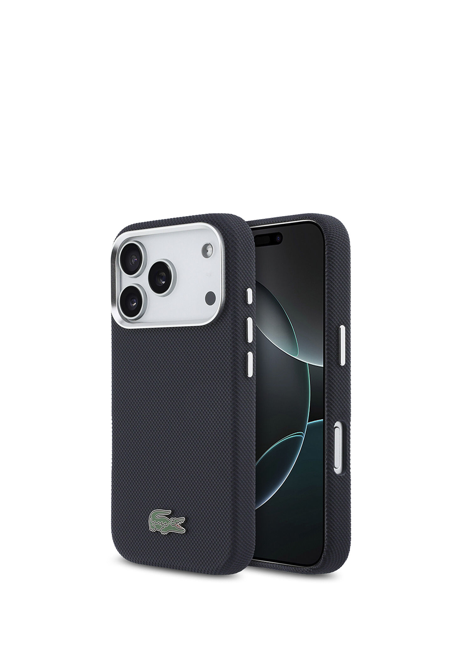 iPhone 17 Pro PVC Pike Desenli Timsah Logolu Lacivert Magsafe Uyumlu Telefon Kılıfı