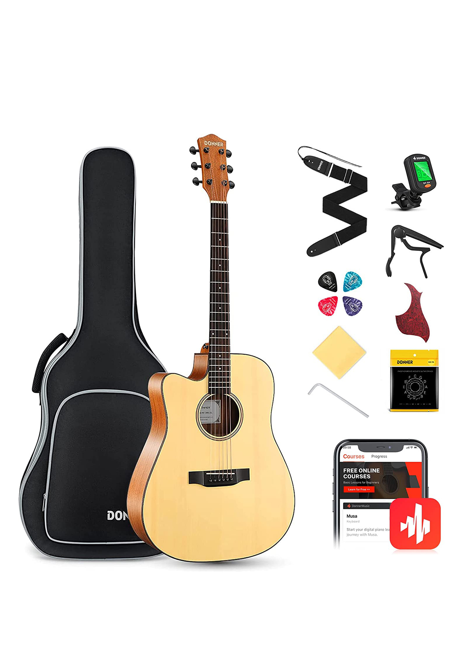 DAG-1CL Natural Solak Akustik Gitar Paketi