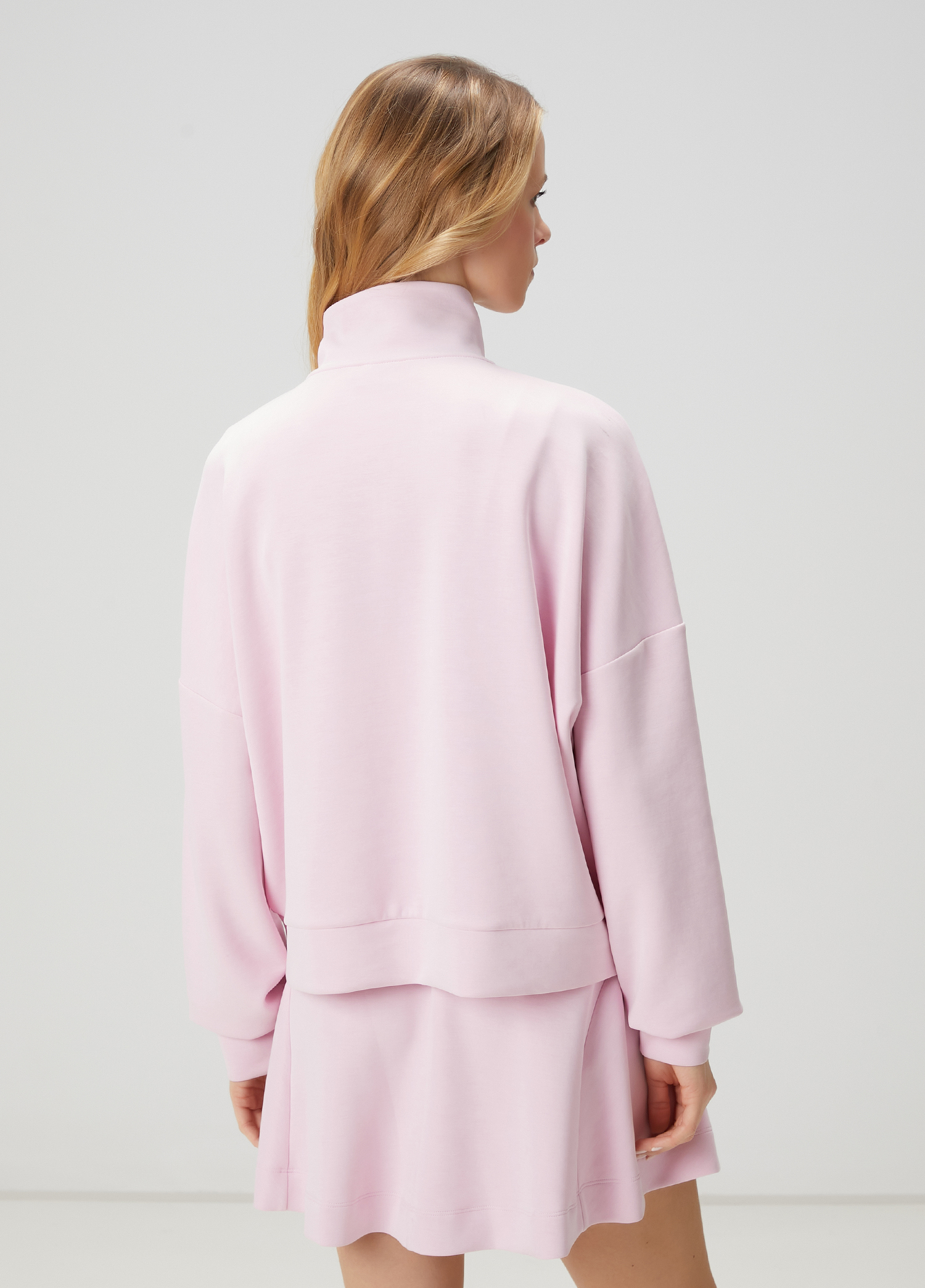 Pembe Fermuarlı Sweatshirt_5