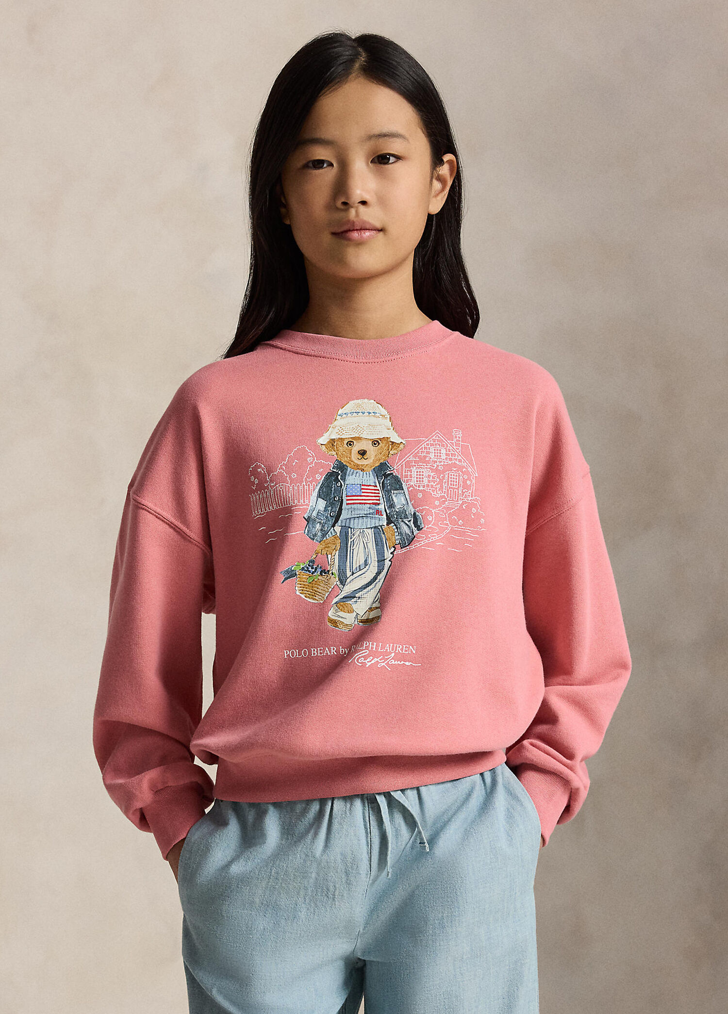 Pembe Logo Detaylı Kız Çocuk Sweatshirt