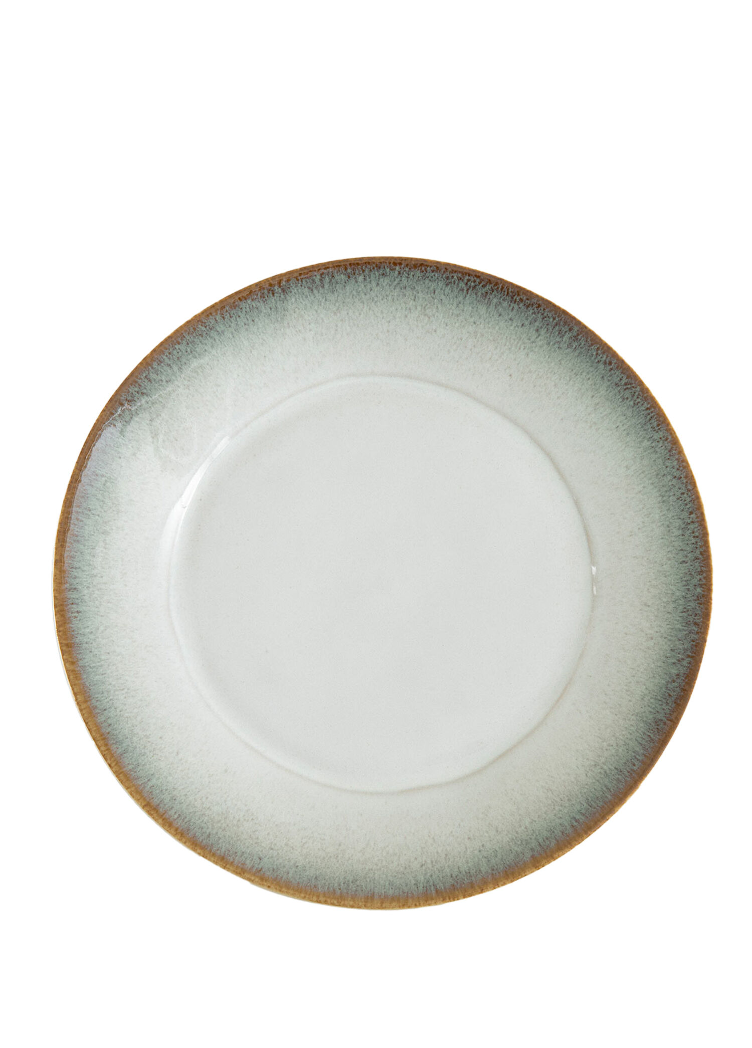 Breab Kahve Kenarlı Stonware Porselen Tatlı Tabağı 21 cm