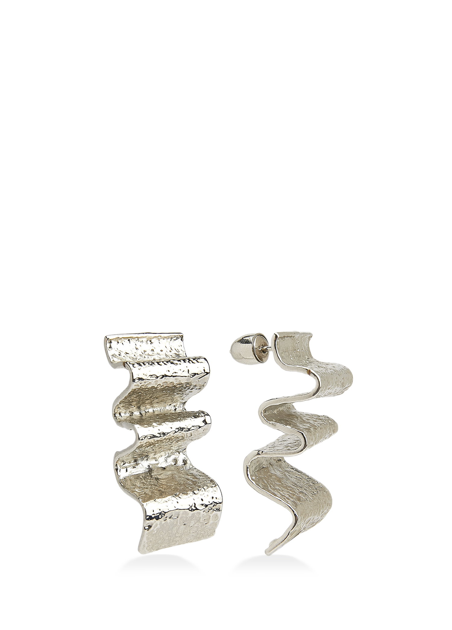 Silver Amorf Dalgalı Form Kadın Küpe_2