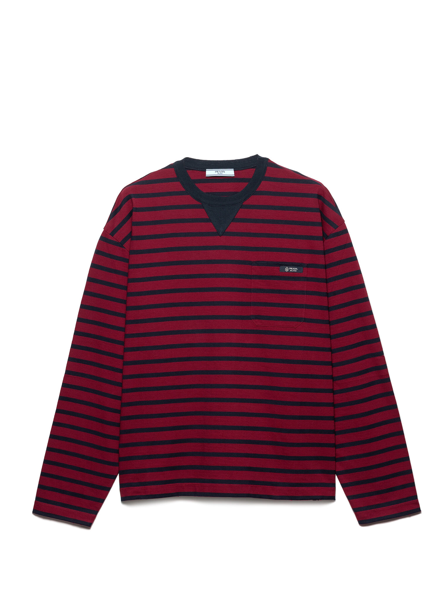 Bordo Çizgili Uzun Kollu Kadın Jarse T-shirt