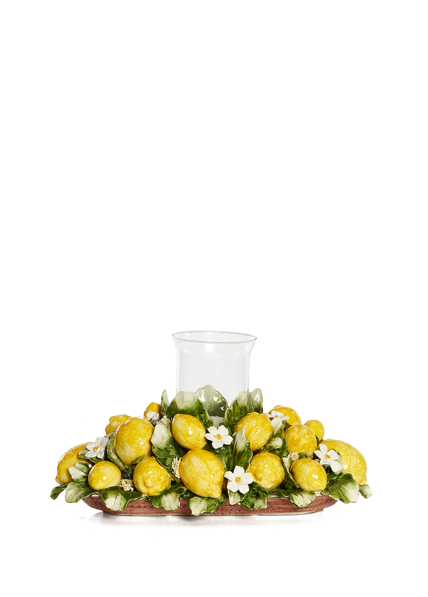 Oval Flambeau Lemons Decor Seramik Mumluk