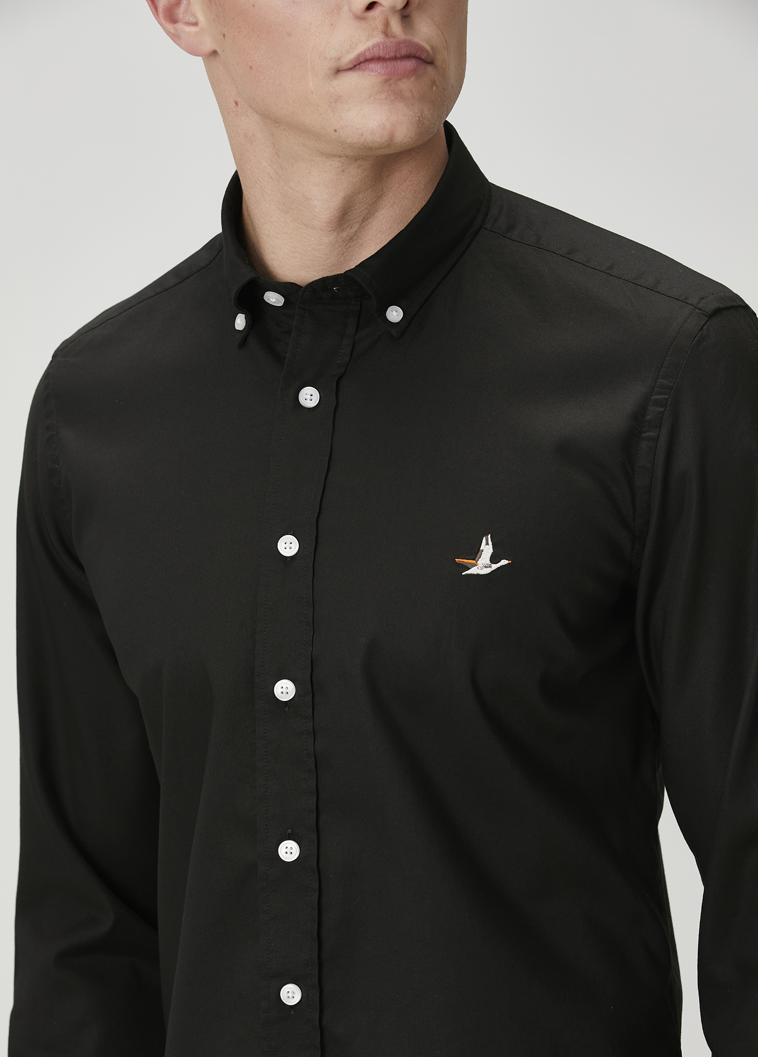 Slim Fit Siyah Oxford Gömlek_5