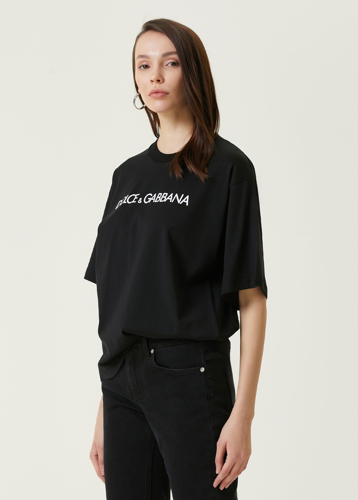 Dolce&Gabbana Siyah Kadın Siyah Logolu T-shirt 1389890 | Beymen