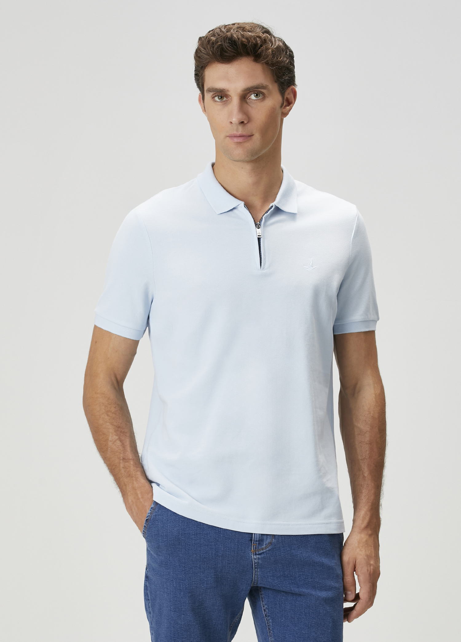 Açık Mavi Polo Yaka T-shirt