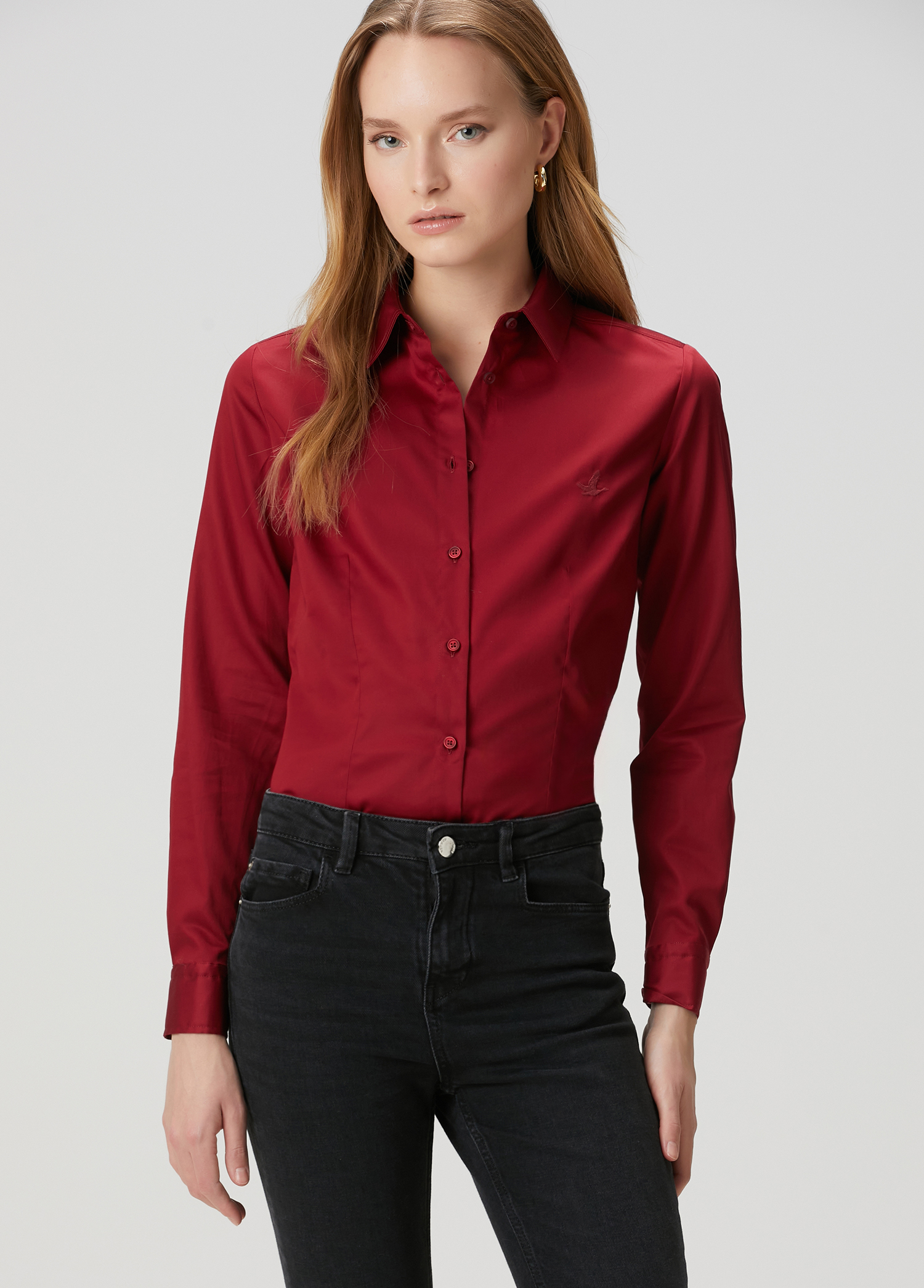 Bordo Slim Fit Gömlek