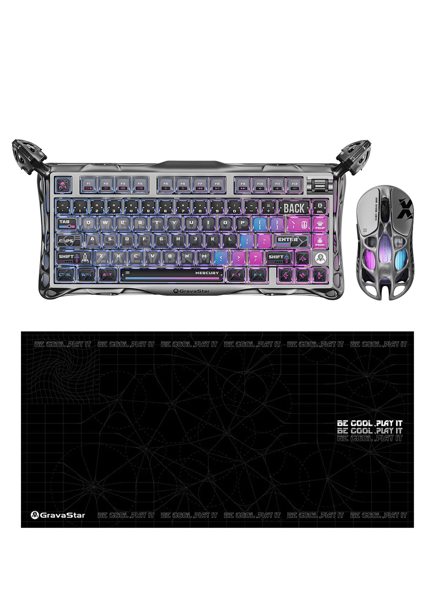 K1 Pro Cyberpunk Mekanik Gaming Klavye X Kablosuz Optik Mouse ve Mousepad Oyuncu Seti