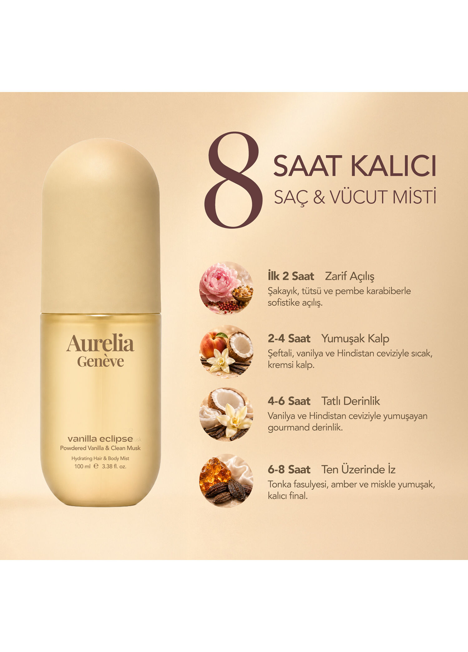 Aurelia Genève - Hydrating Hair & Body Mist Vanilla Eclipse 100 ml