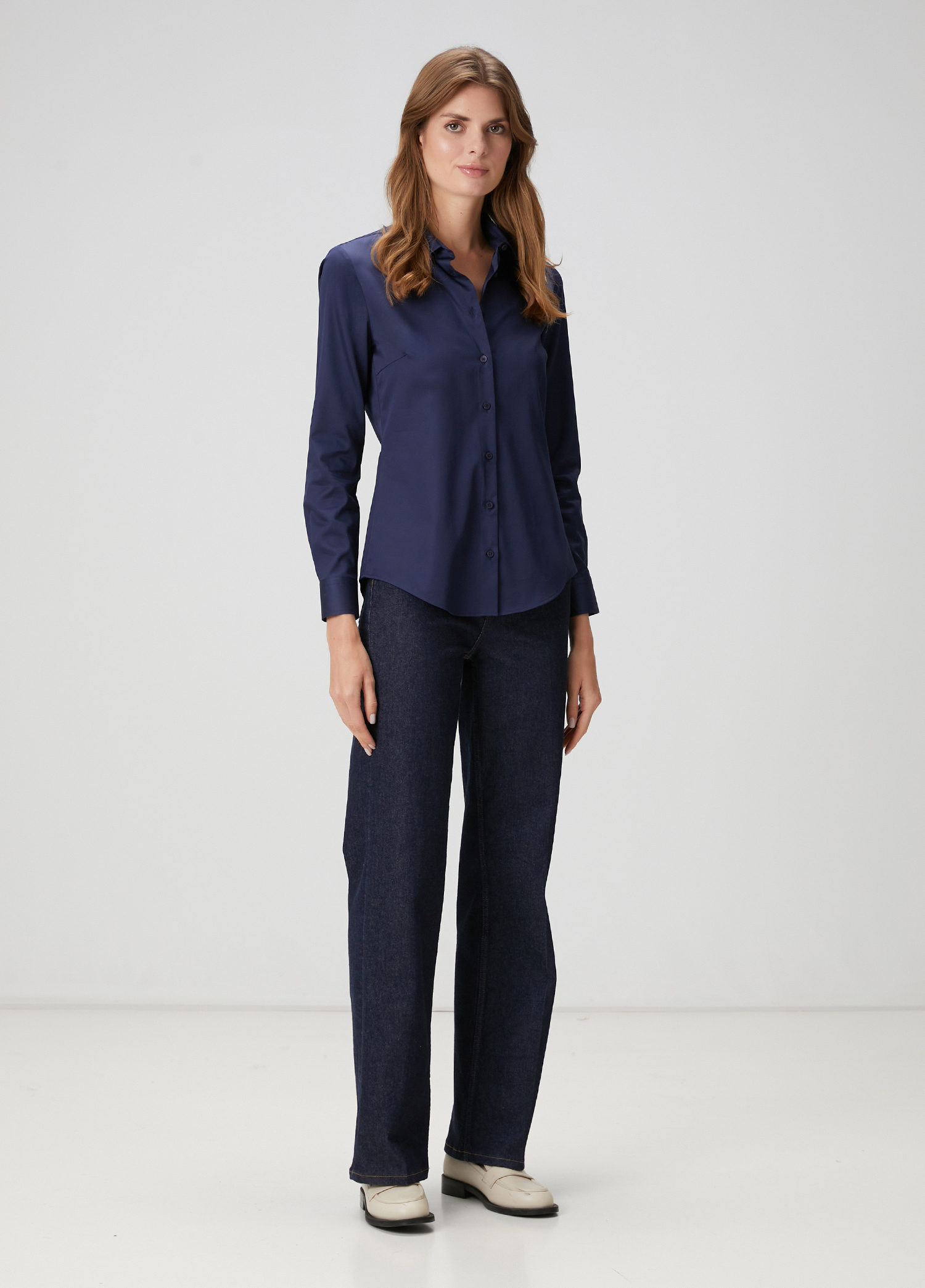 Slim Fit Non Iron Klasik Lacivert Gömlek_2