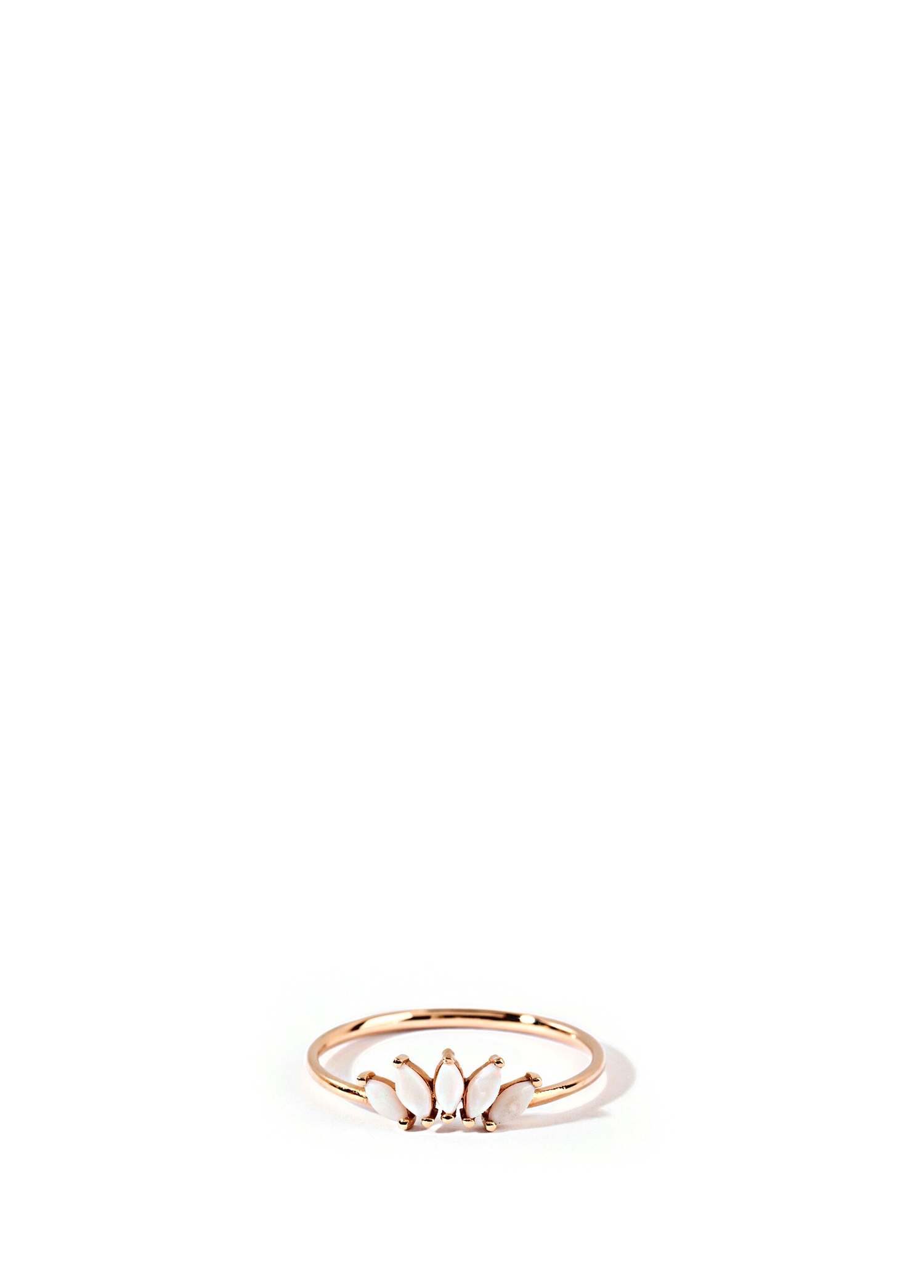 Opal Crown Gold Ring 14 Ayar Rose Gold Kadın Altın Yüzük