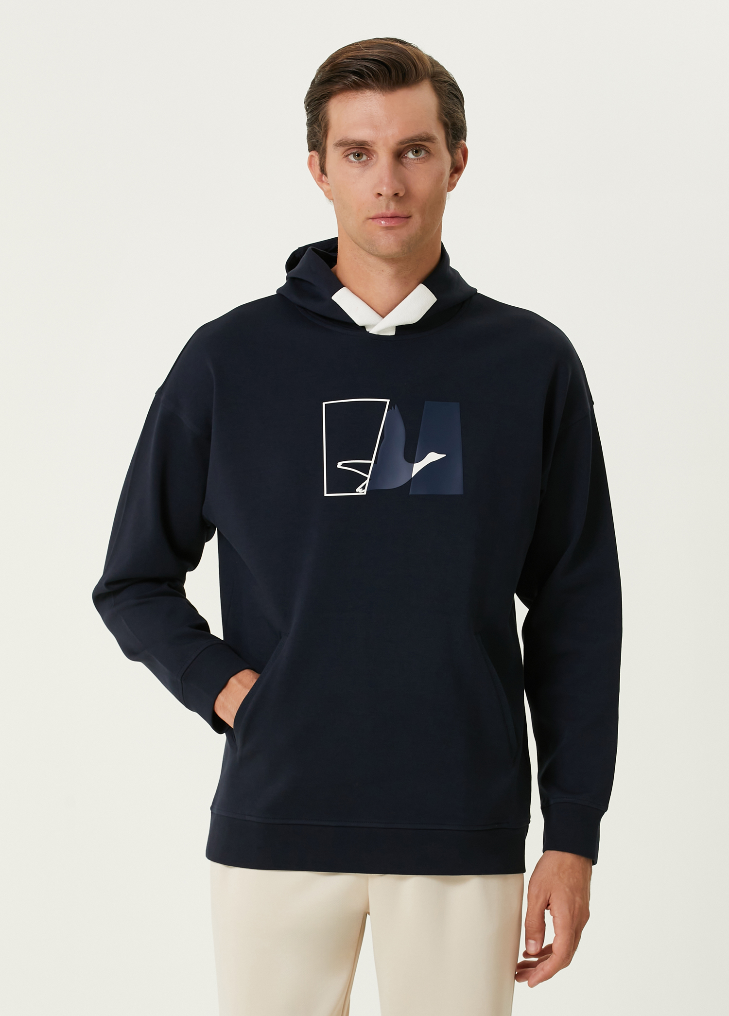 Lacivert Kapüşonlu Sweatshirt