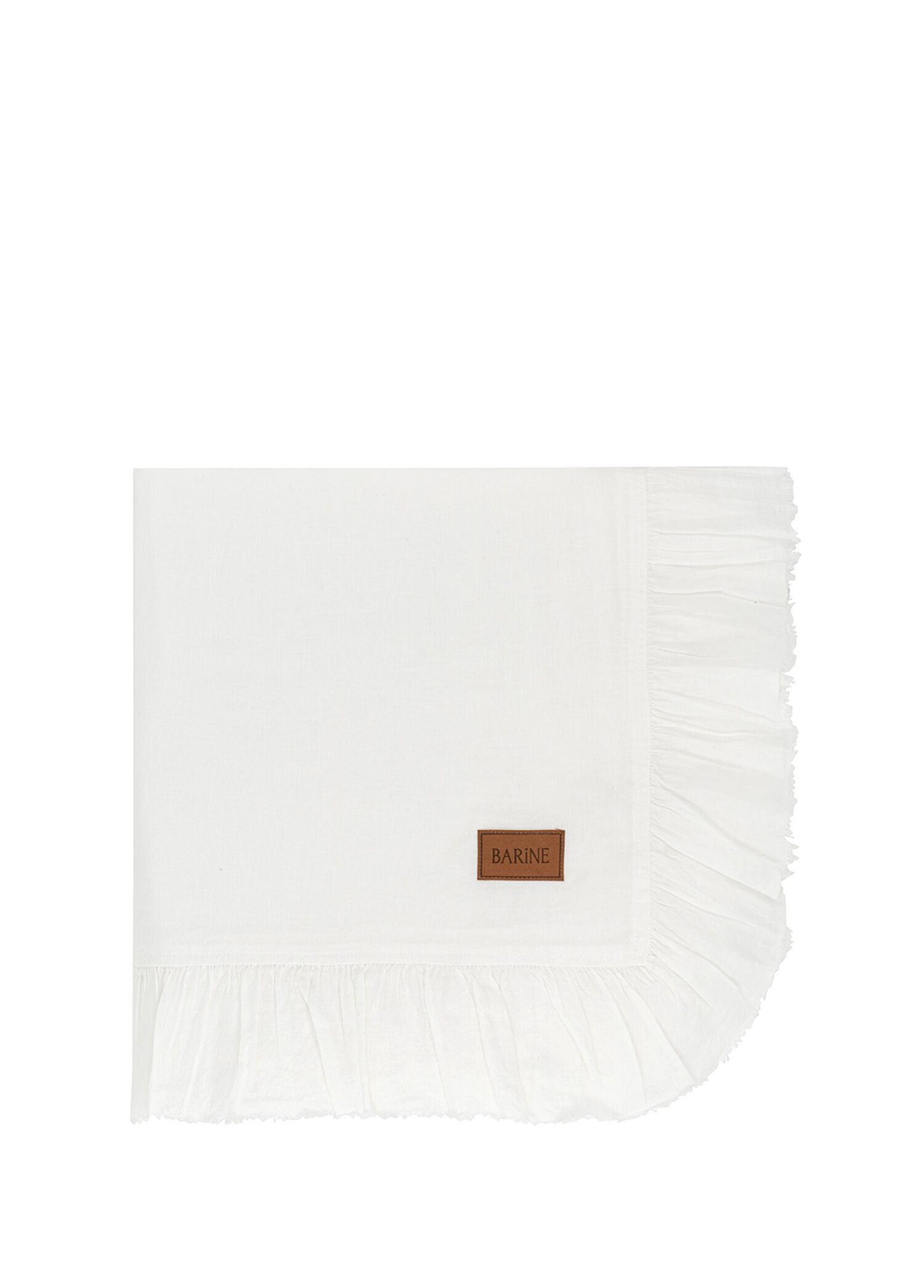Frilled Linen Beyaz Keten Masa Örtüsü 150 x 250 cm