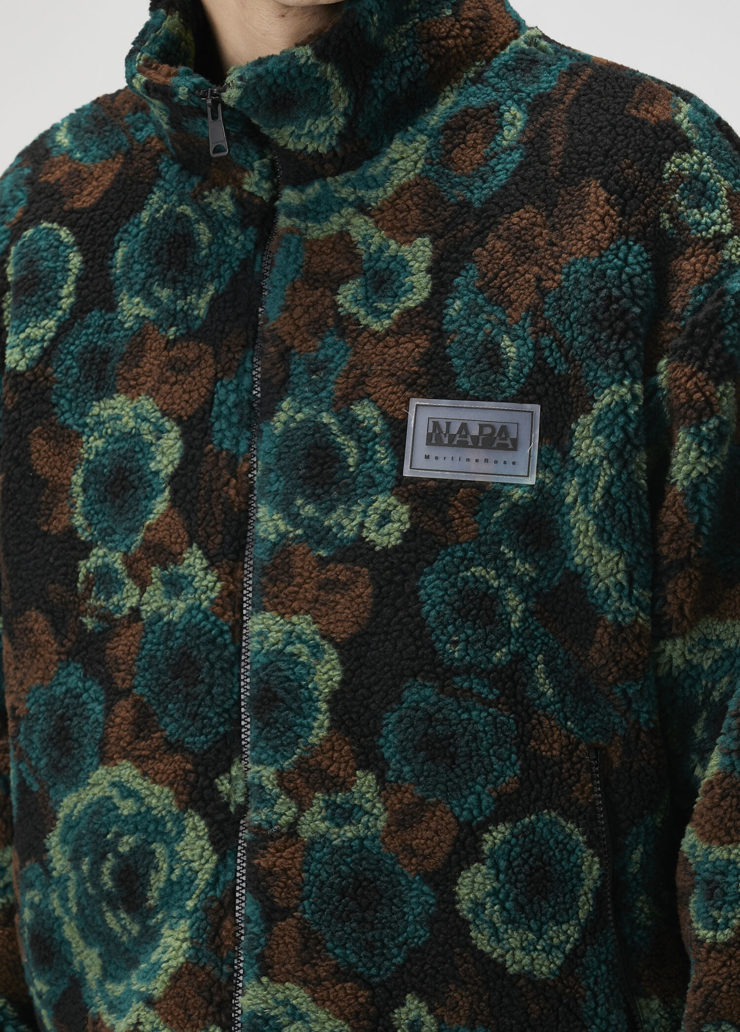 Napapijri - X Martin Rose Yeşil Jakarlı Fleece Sweatshirt - Çok Renkli