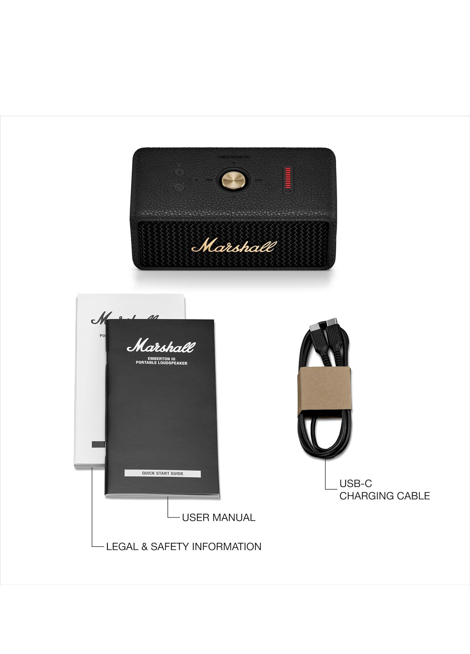 Marshall EMBERTON Ⅲ Marshall - Emberton III Black & Brass 2x38W 32+ Saat Çalma Süresi
