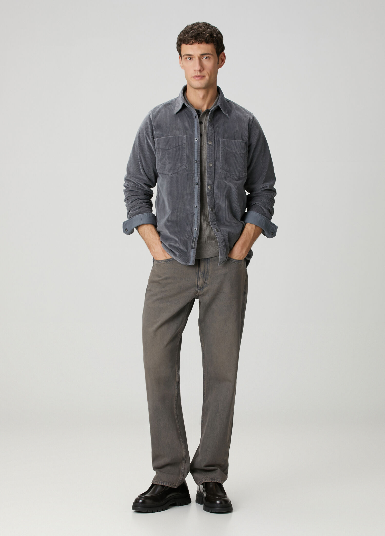 Relaxed Fit Koyu Gri Jean Pantolon