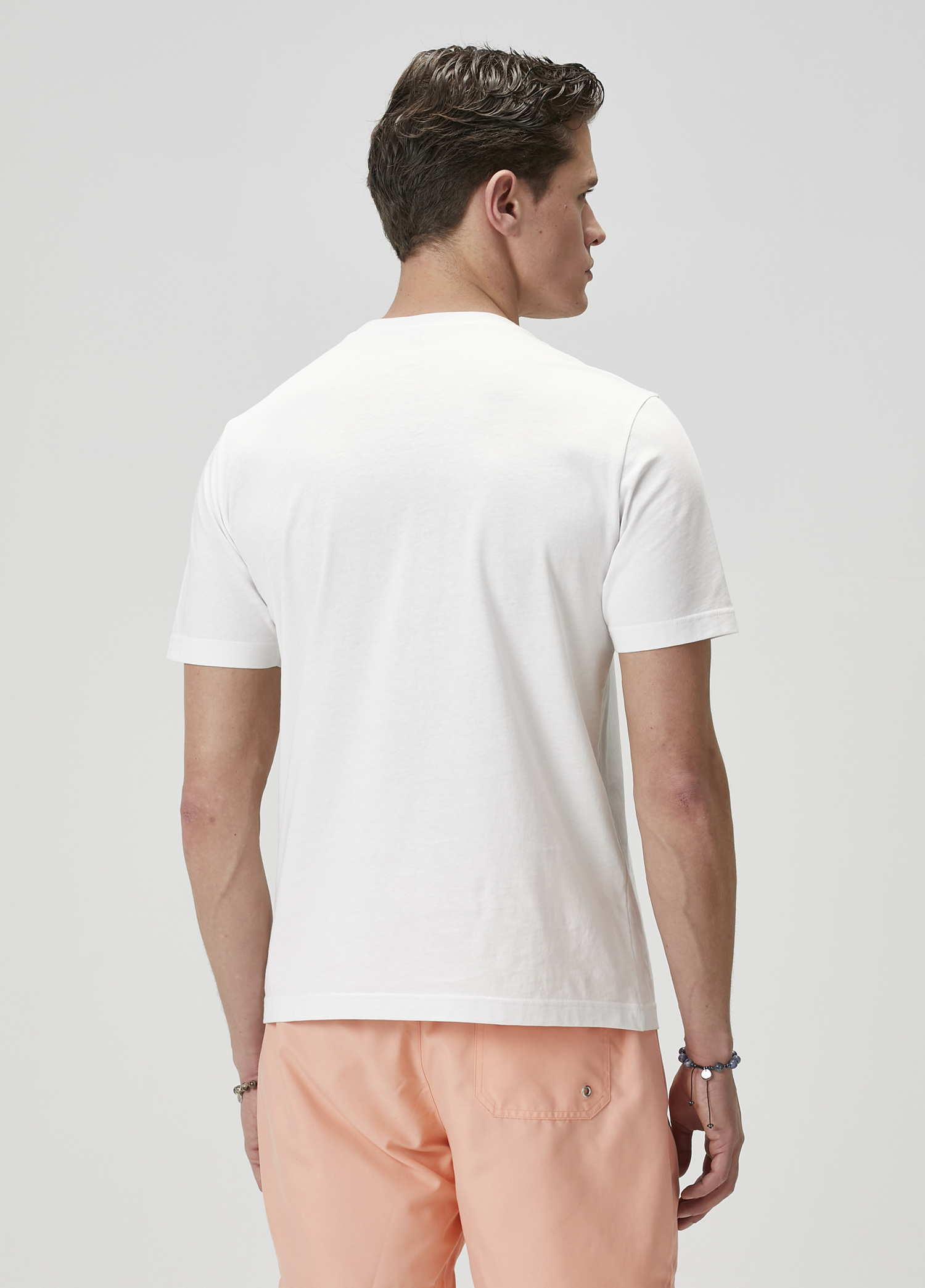 Beyaz Palmiye Baskılı T-shirt_4