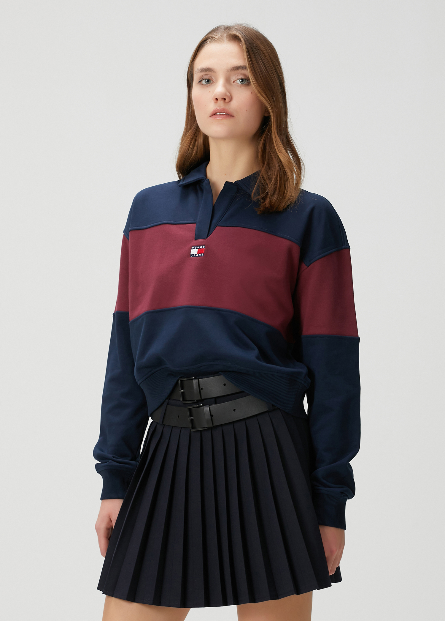 Lacivert Organik Pamuk Polo Sweatshirt