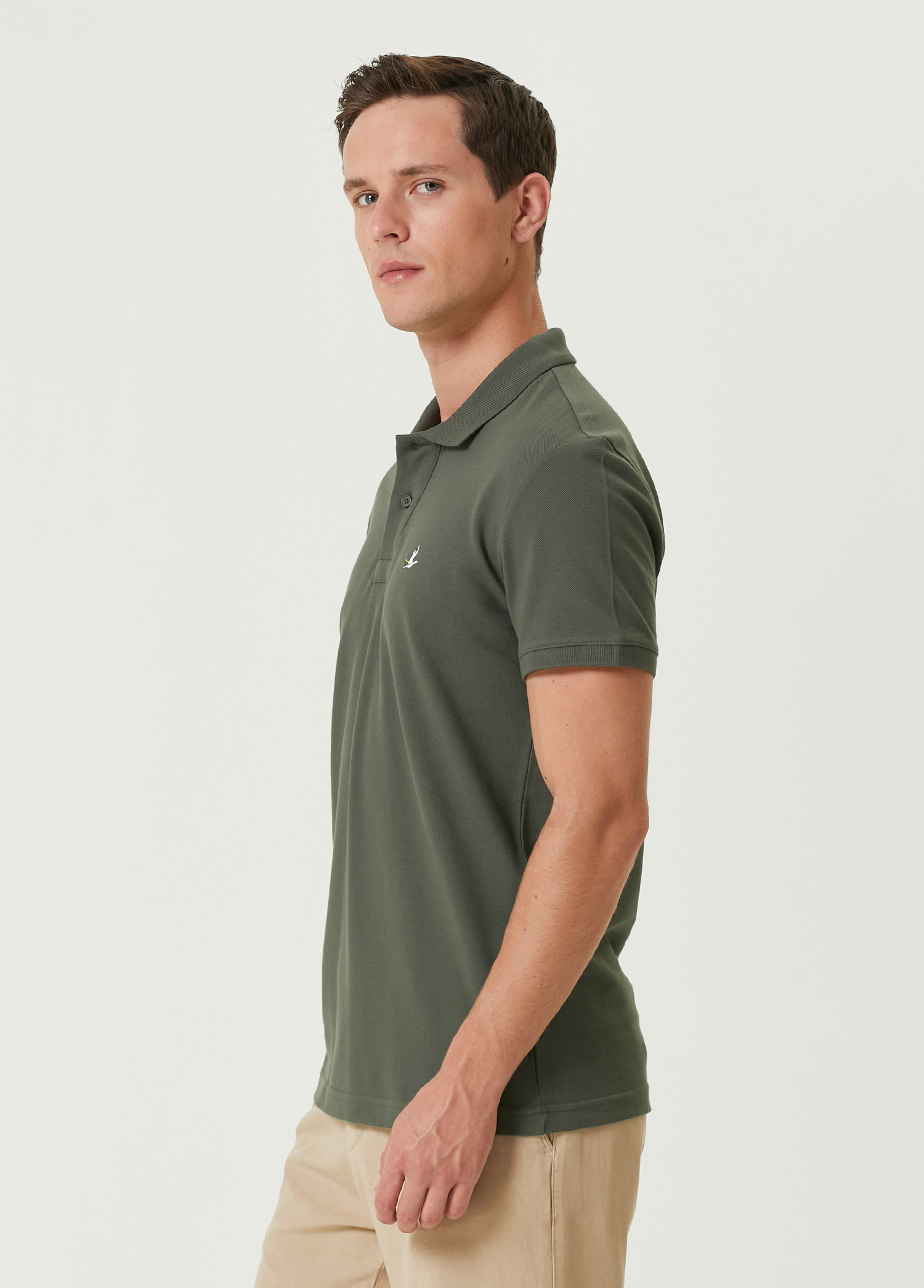 Slim Fit Haki Polo Yaka T-shirt_2