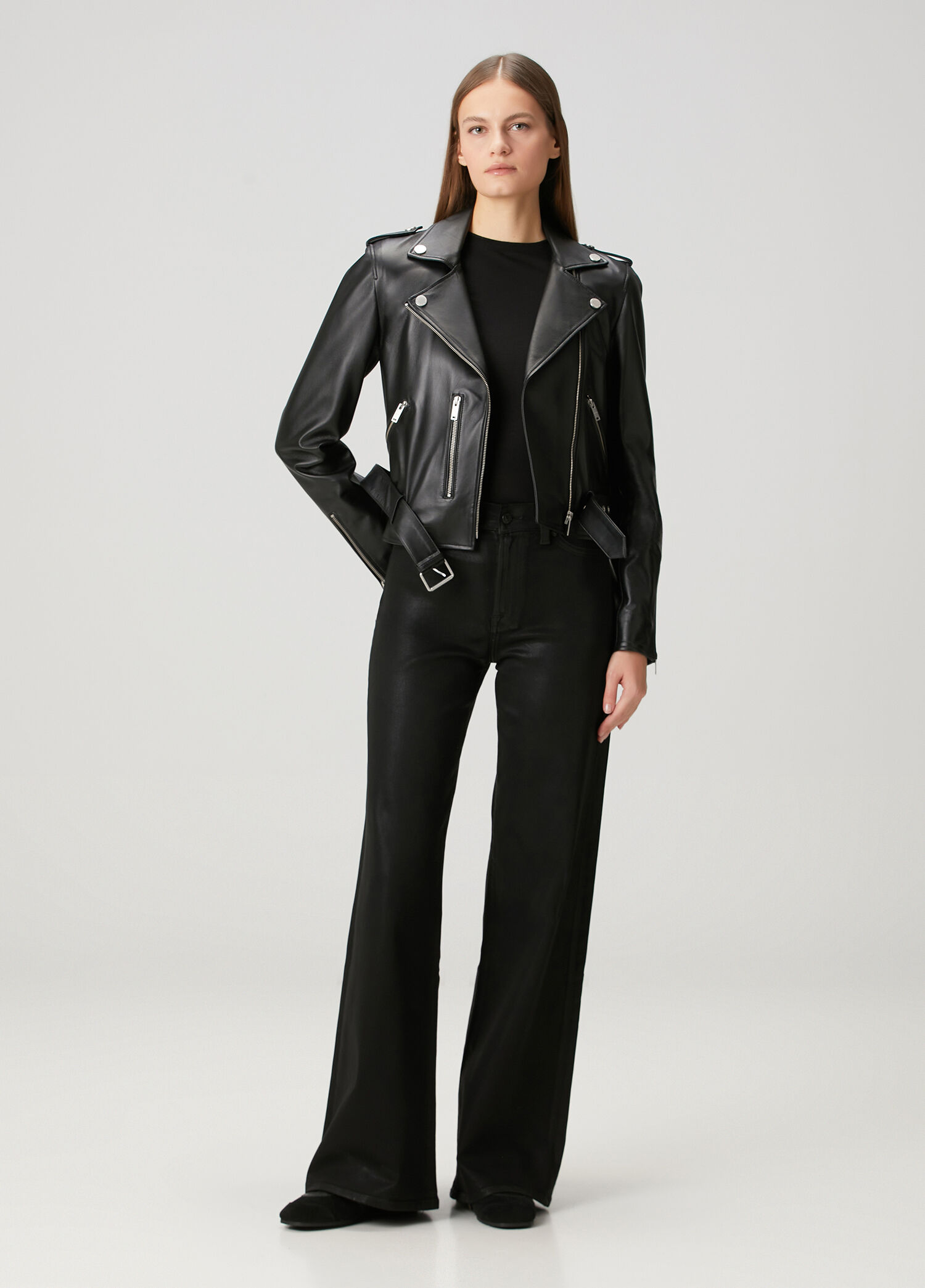 Lotta Siyah Wide Leg Jean Pantolon