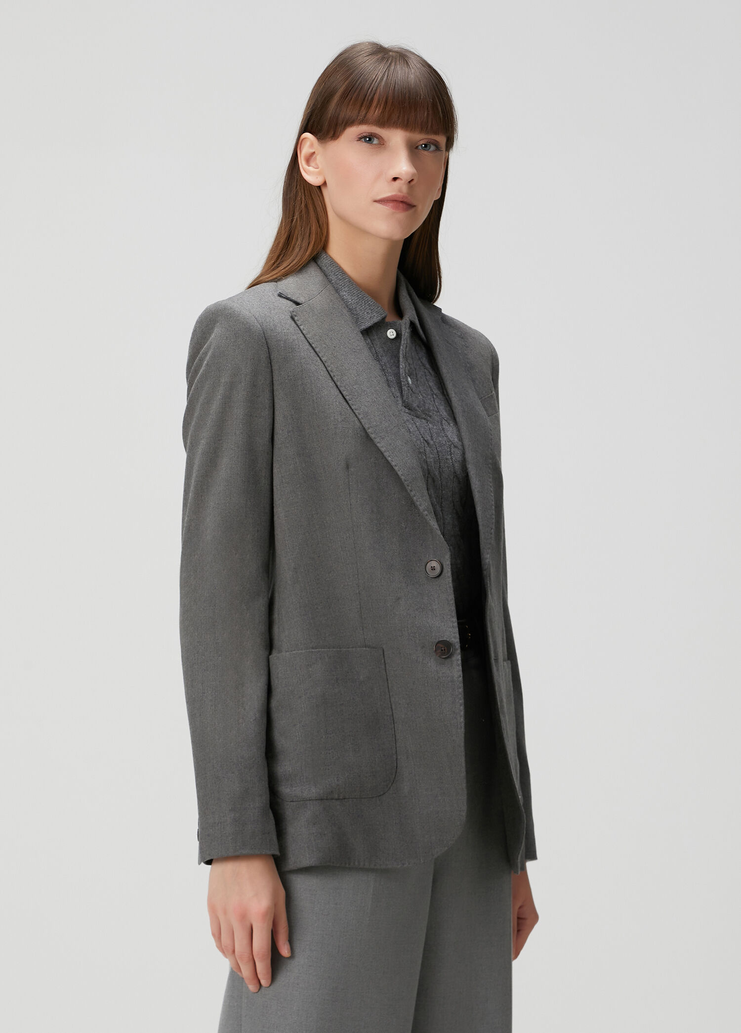 Koyu Gri Yün Blazer