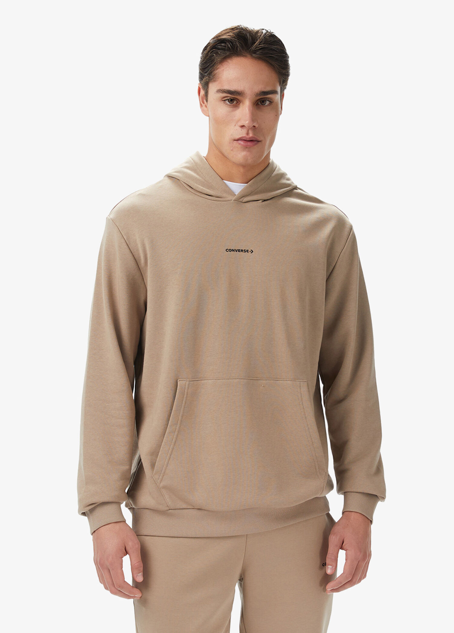 Bej Kapüşonlu Erkek Sweatshirt