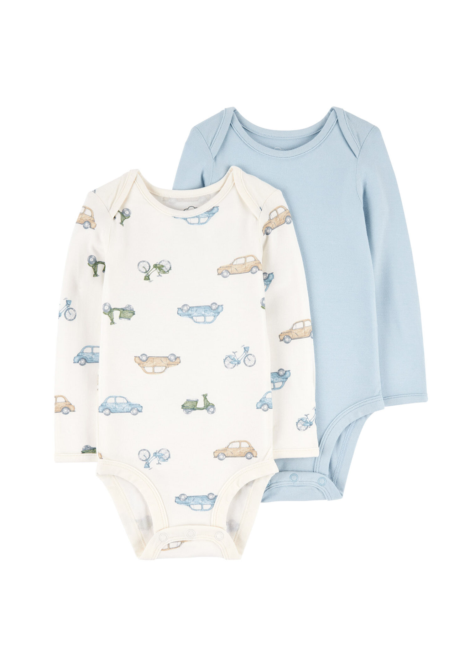 Araba Baskılı Erkek Bebek 2'li Uzun Kollu Body Set