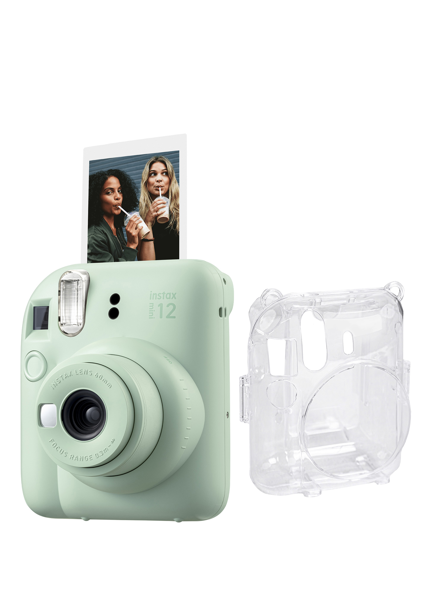 Instax Mini 12 Yeşil Fotoğraf Makinesi + Şeffaf Kılıf Seti