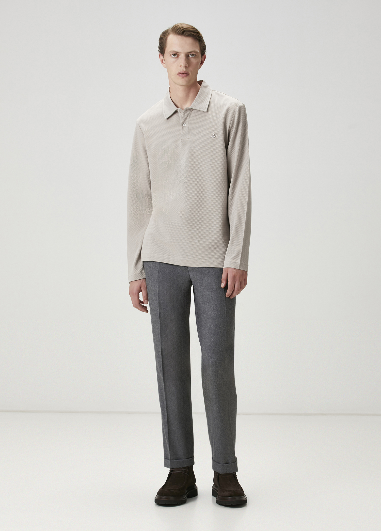 Bej Polo Yaka Sweatshirt_1