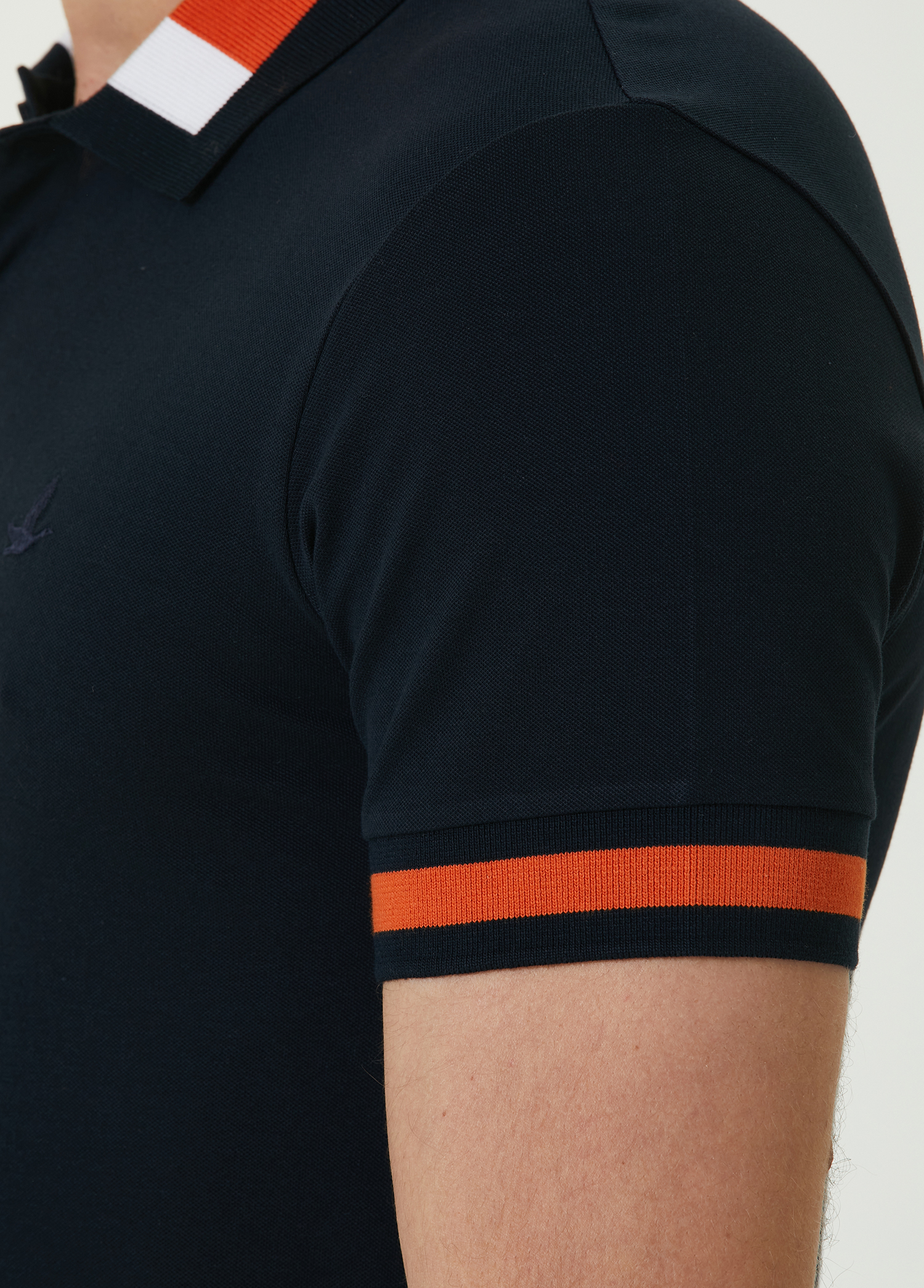 Slim Fit Lacivert Block Renkli T-shirt_5