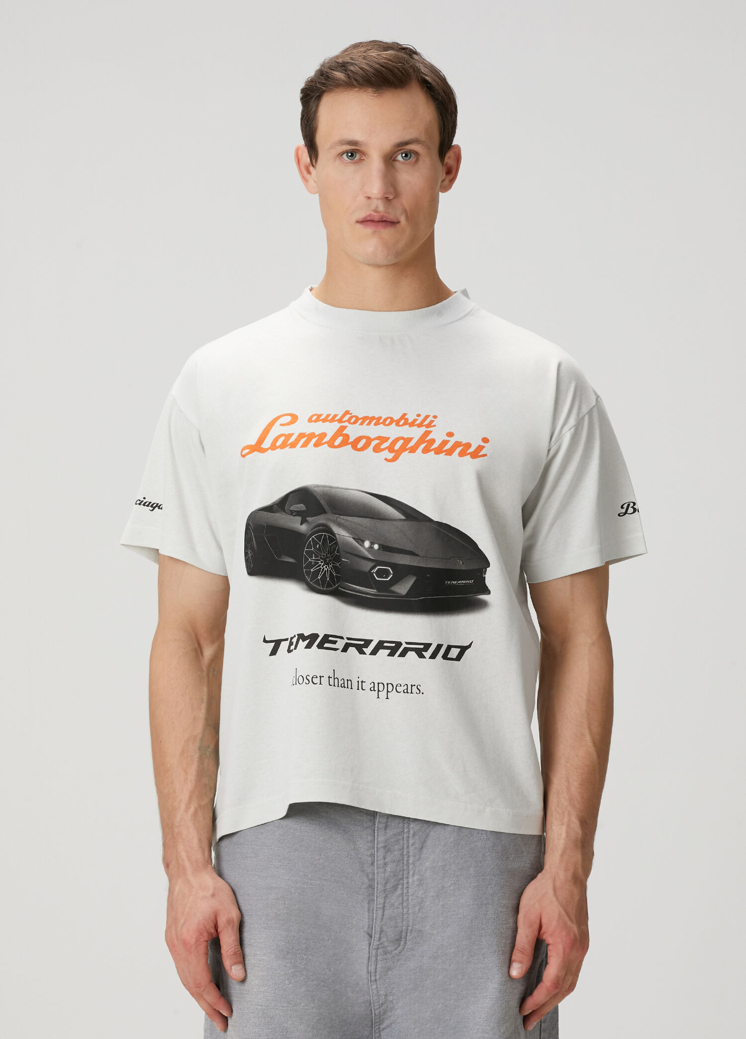 Balenciaga - Beyaz Lamborghini Baskılı T-shirt - Beyaz