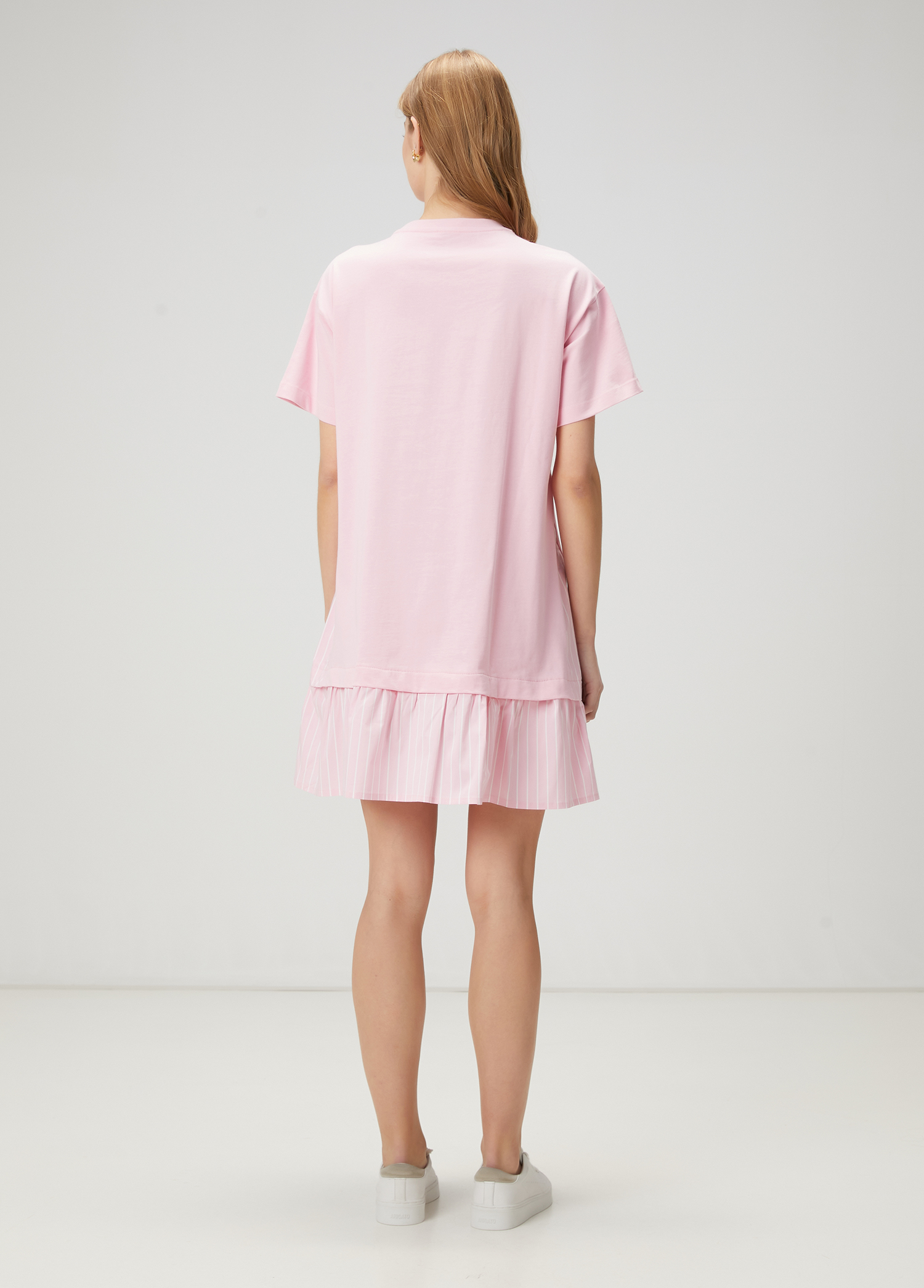 Pembe Logo Detaylı Mini Elbise_4