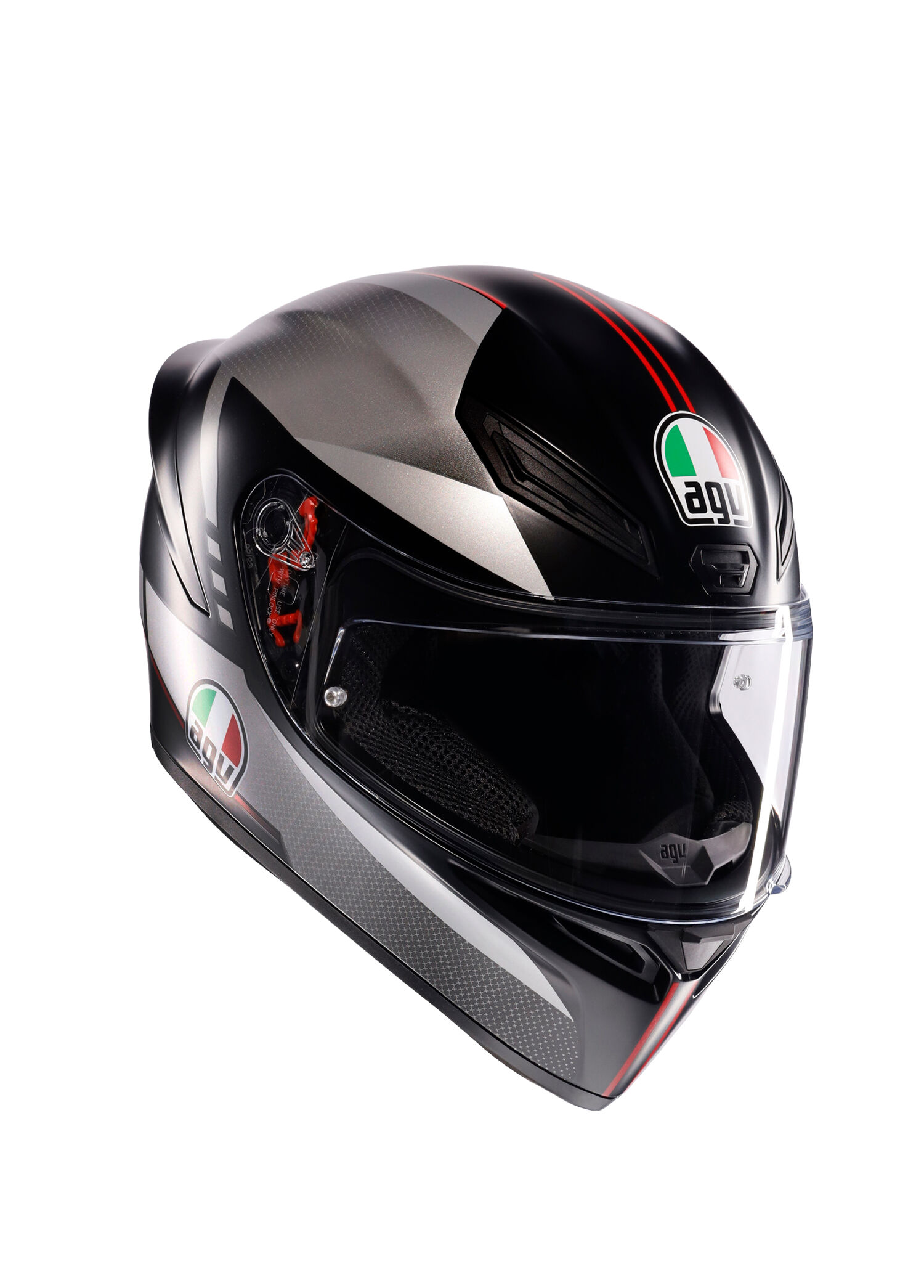 K1 S Lap Matt Black Grey Red Kapalı Motosiklet Kaskı