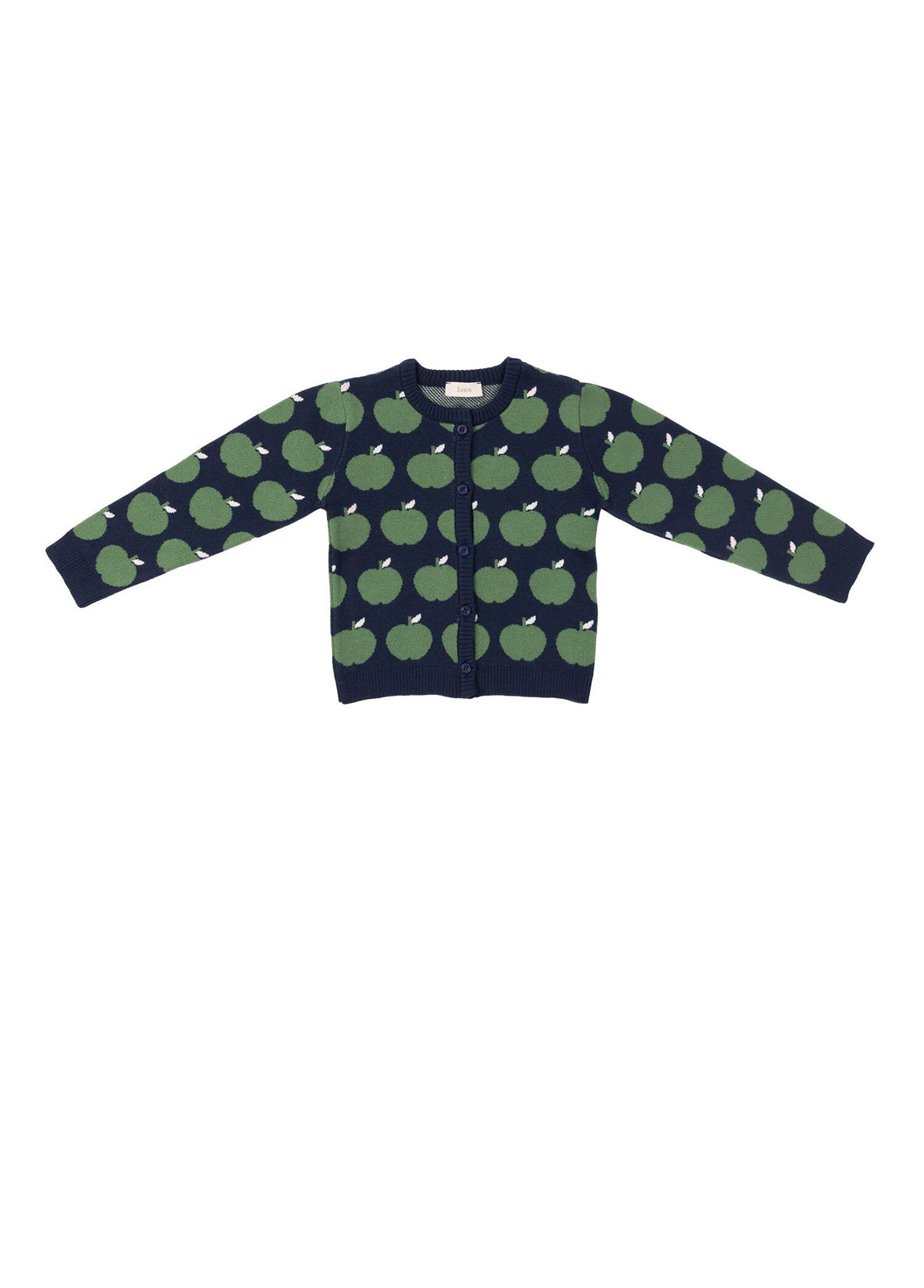 Apple Garden Elma Desenli Lacivert Unisex Çocuk Triko Hırka
