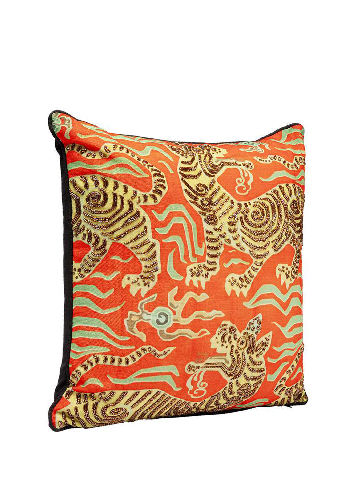 Tiger Love Red Desenli Renkli Pamuklu Kırlent 45 x 45 cm