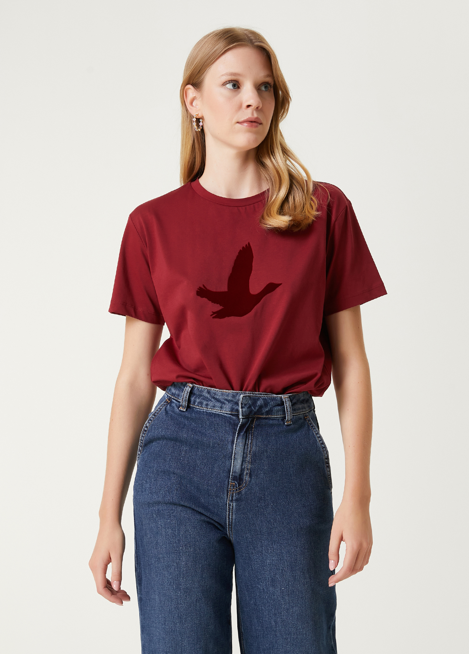 Bordo Logo Baskılı T-shirt_3