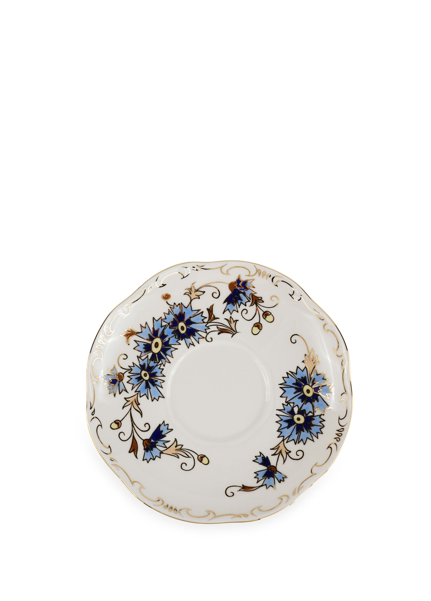Cornflower Desenli Porselen Çay Fincanı Tabağı