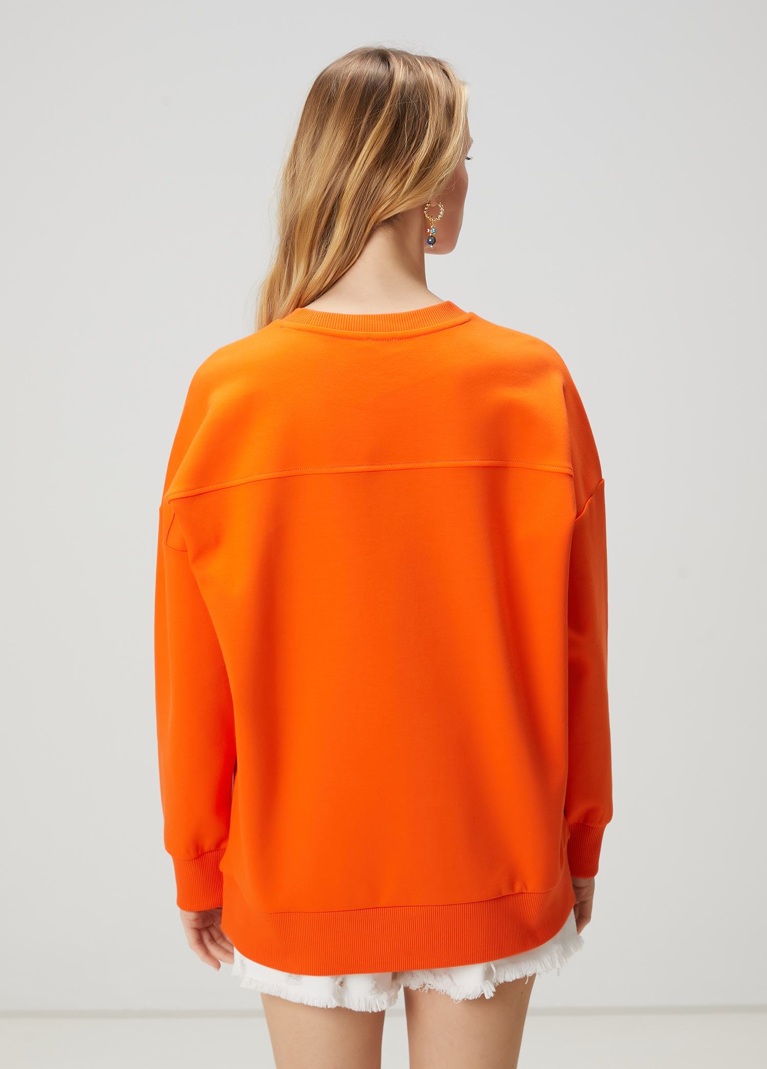Oversize Mercan Logo Nakışlı Sweatshirt_4