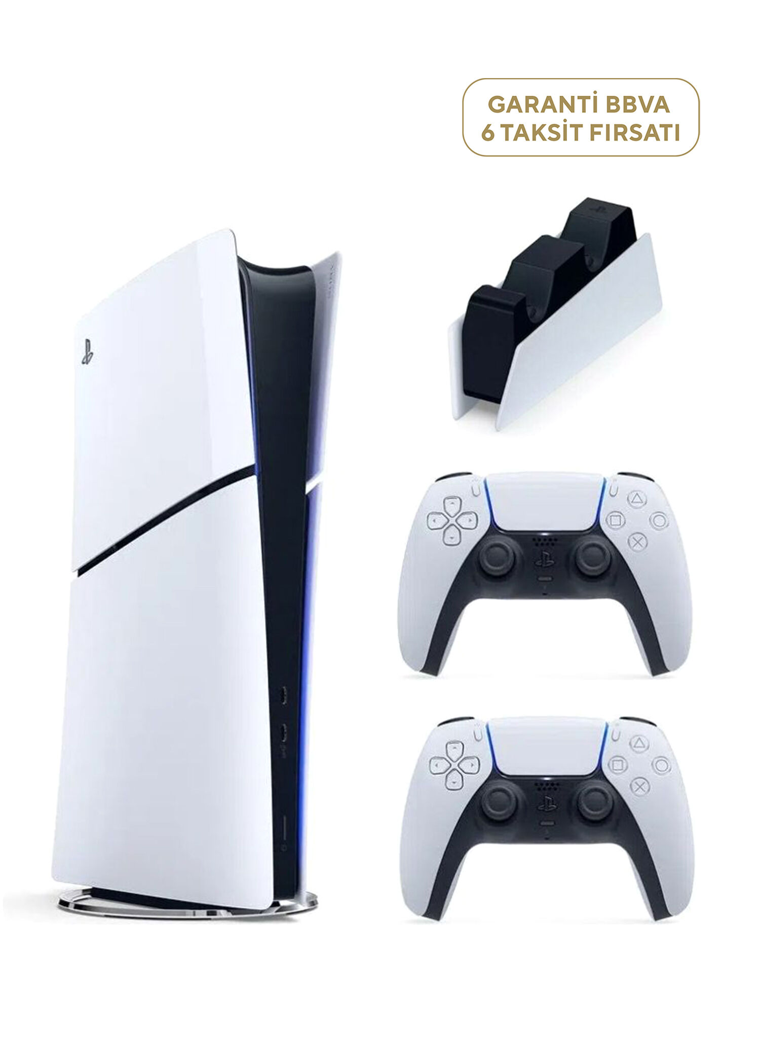 Playstation 5 Slim Standart Dijital Edition 1 TB Oyun Konsolu + 2. Beyaz Dualsense + Şarj  İstasyonu