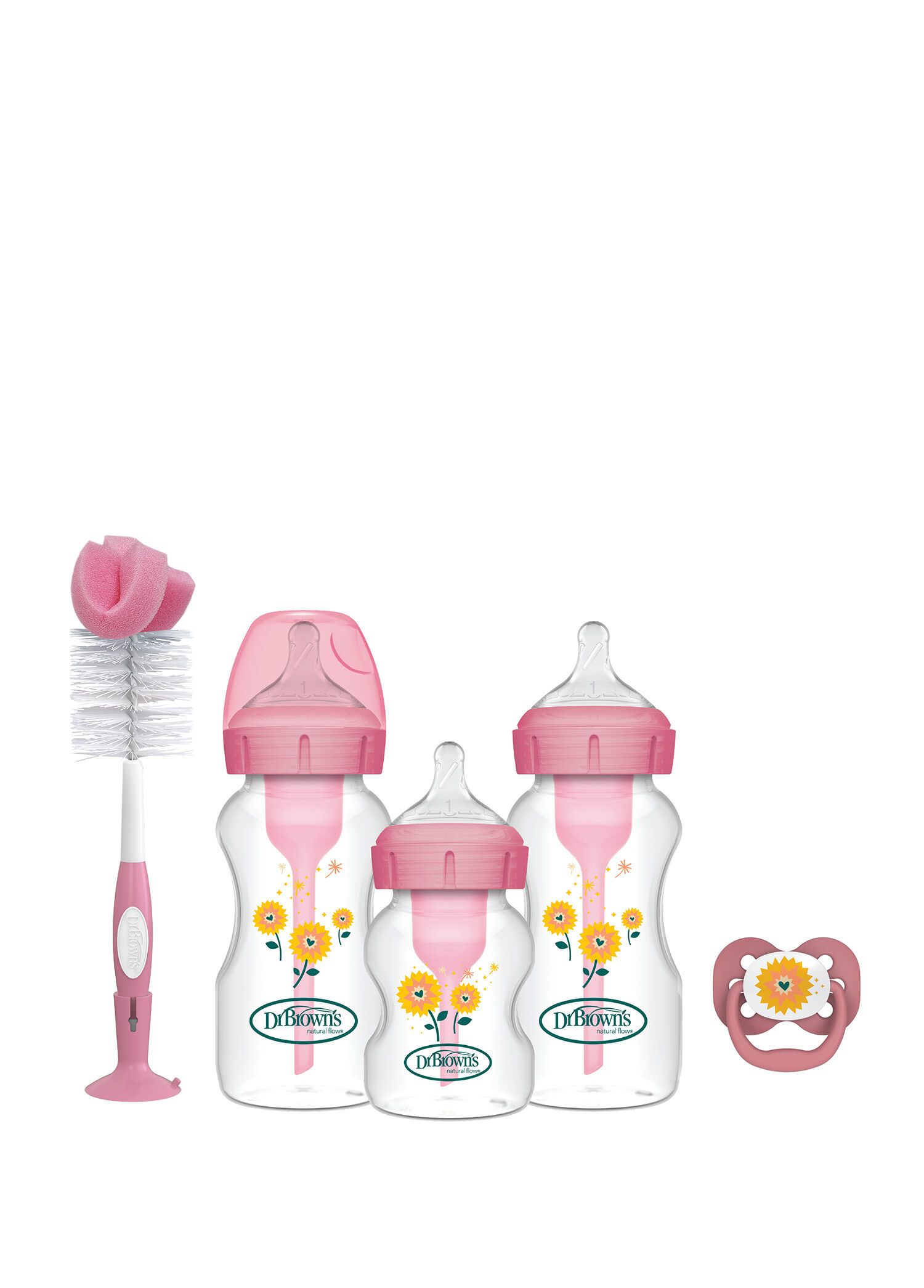 Pembe PP Geniş Ağız Anti-Kolik Options+™ Biberon Seti
