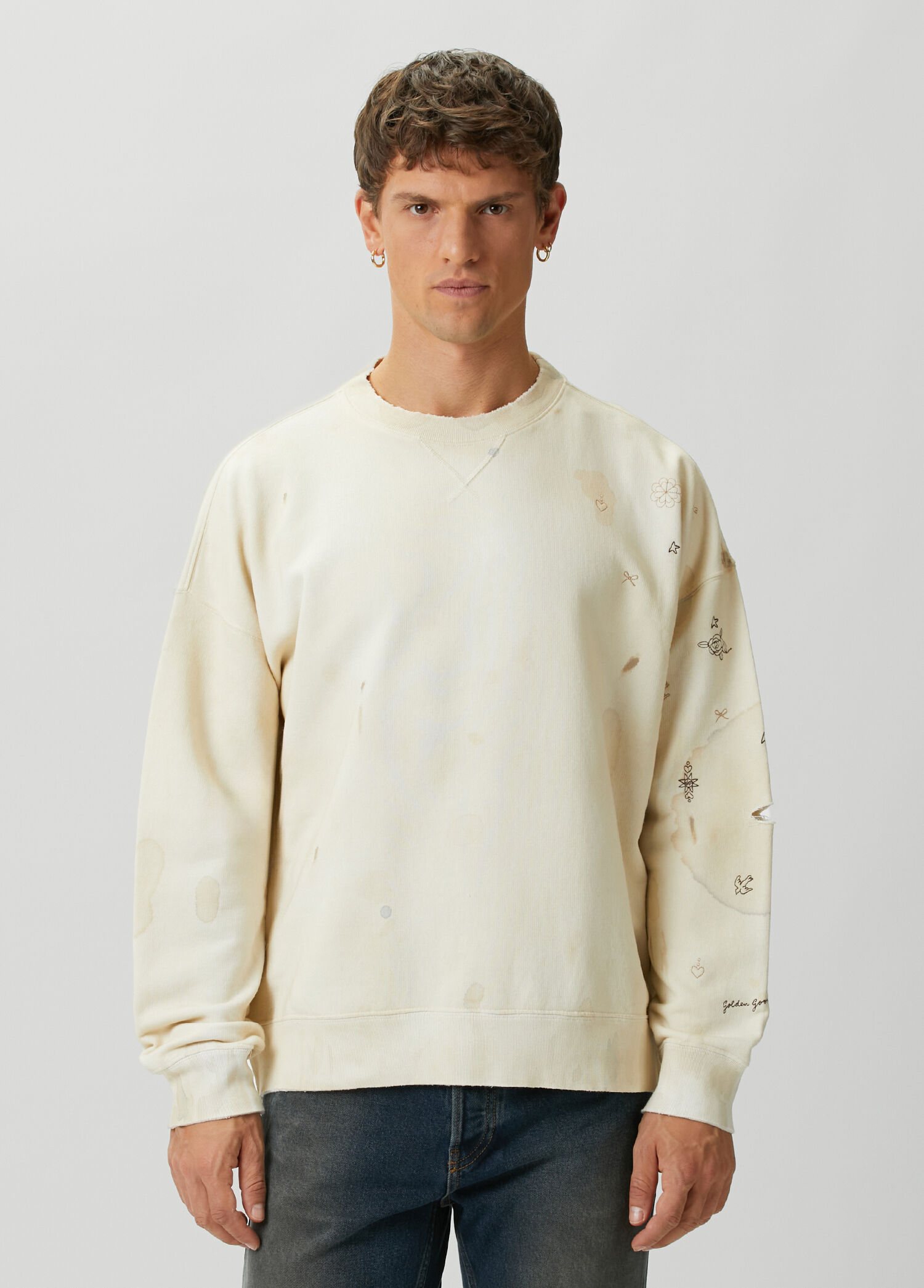 Off White Fraying Detailed Sweatshirt
