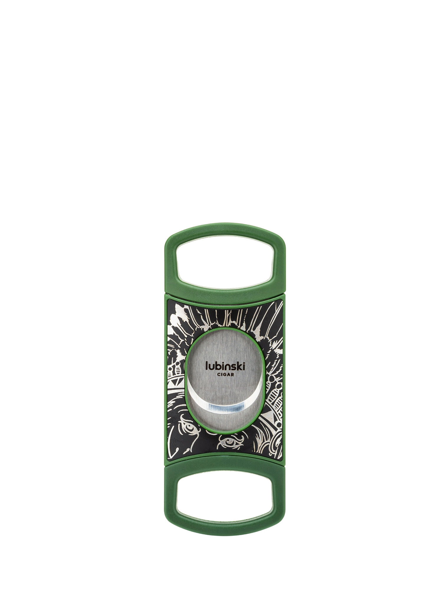 Yeşil Çelik V-Kesim-Düz Kesim Double Cutter 60 Ring Sehpalı Puro Makası