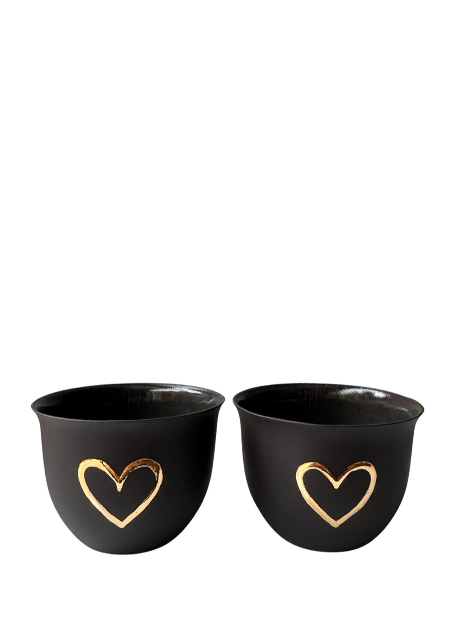 Gold Hearts Siyah Espresso Kahve Fincanı