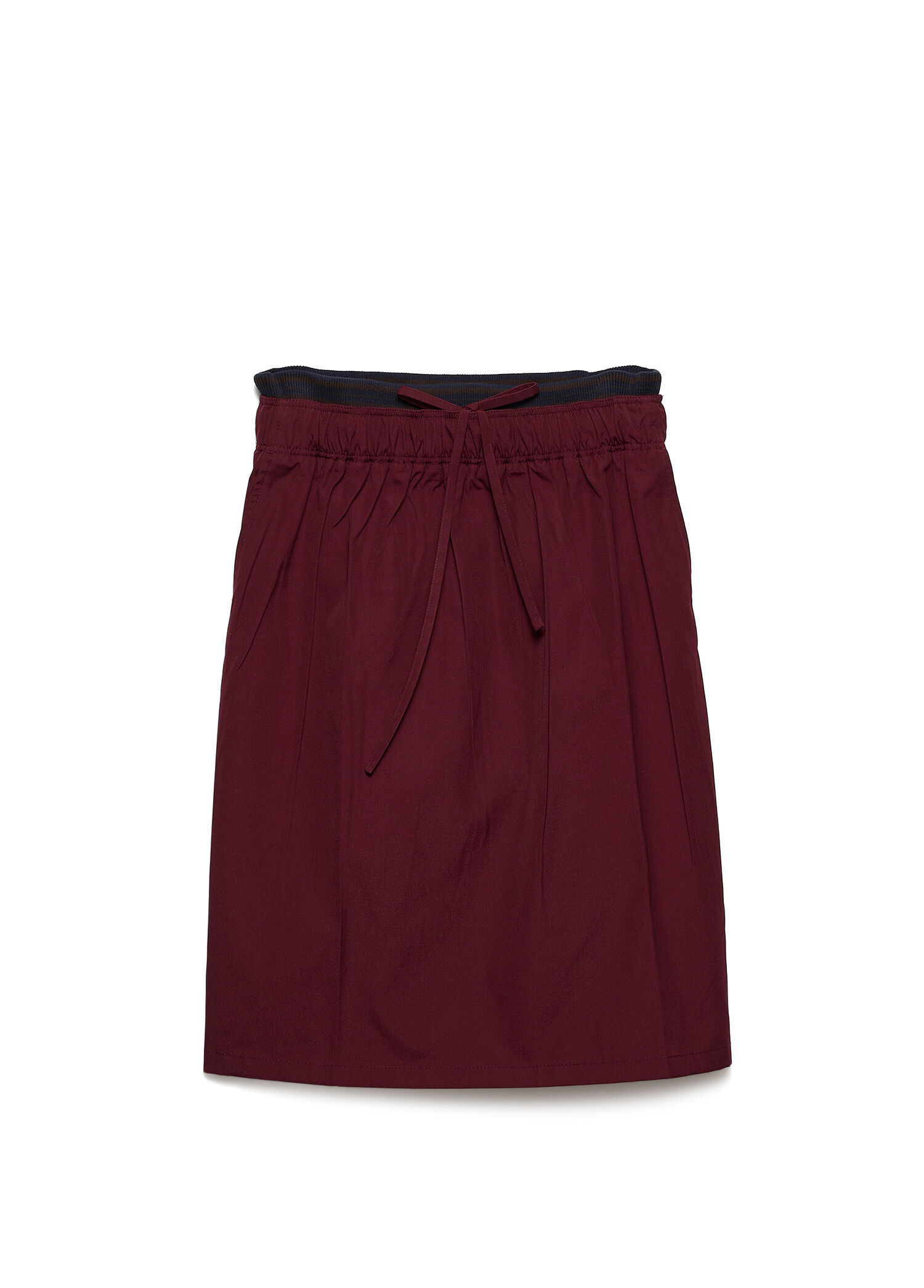 Bordo Poplin Düz Kesim Kadın Etek